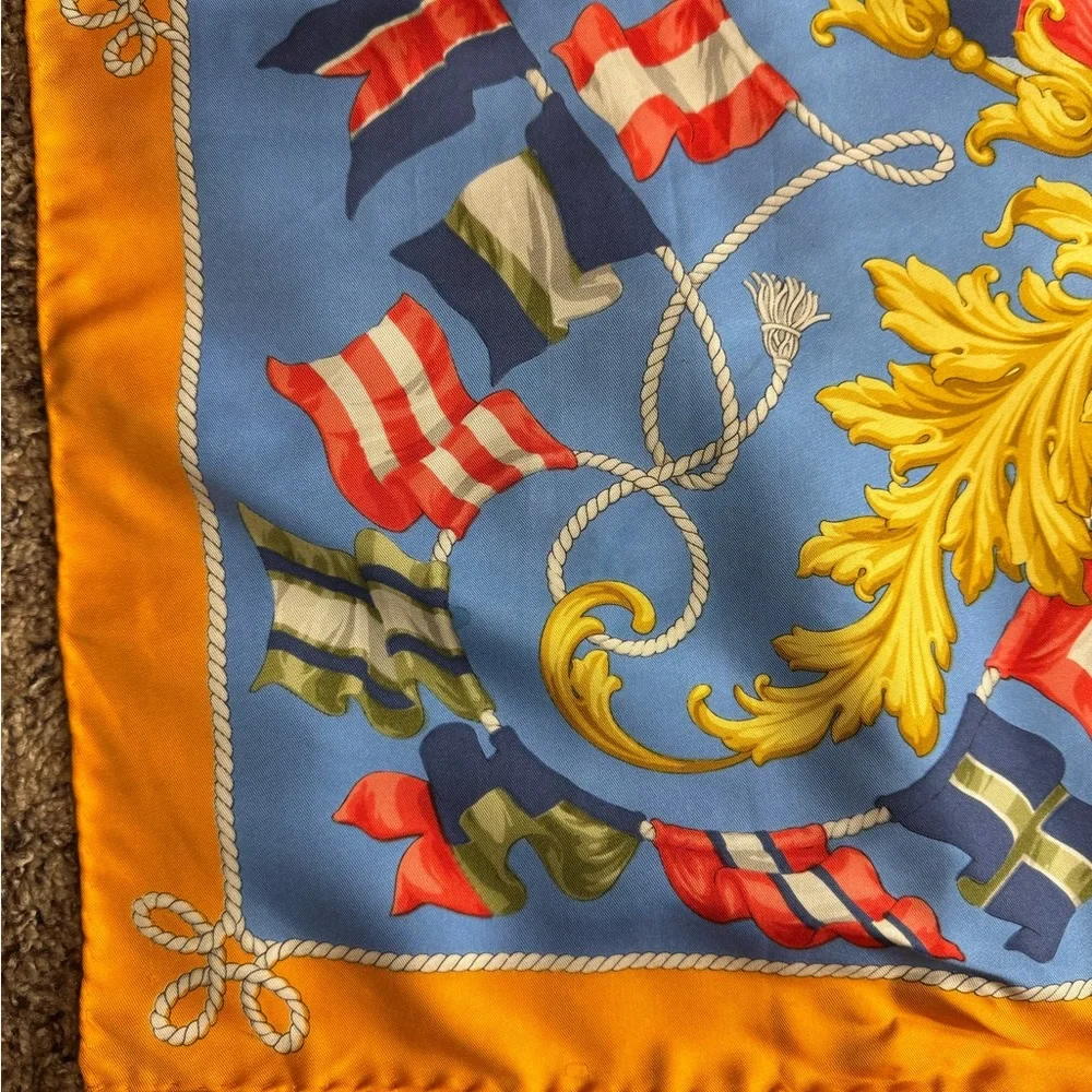 R di Ratti Italian Heraldry Banners motif silk scarf Made in Italy